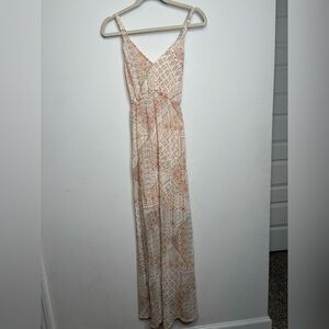 Elegant Cream and Tan Maxi Dress